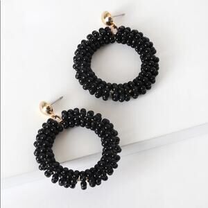 Lulu’s Black Beaded Circle Earrings